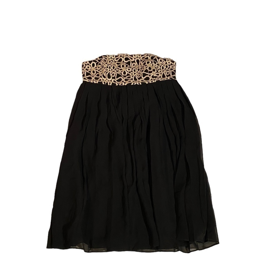 Lilly Pulitzer Strapless Black Dress with White and Gold Rope Detail Size 2